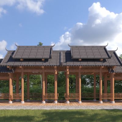 中式景观廊架3D模型