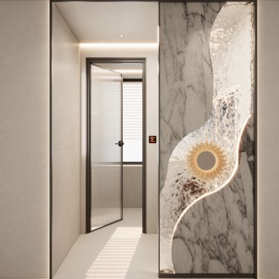 北欧奶油风弧形隔断干湿分离卫生间