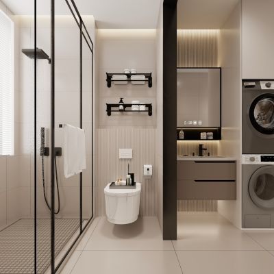 现代卫生间，卫生间，干区