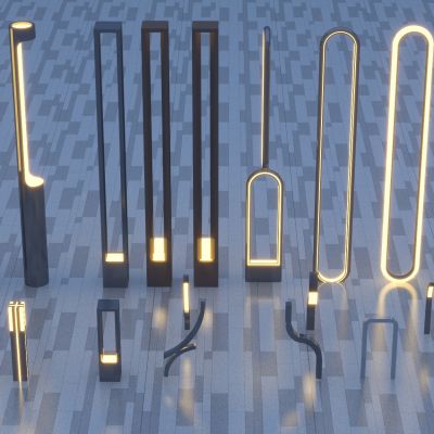 现代庭院灯草坪灯集合3D模型