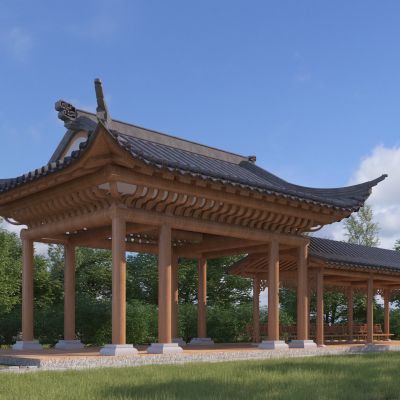 中式景观廊架 亭子3D模型