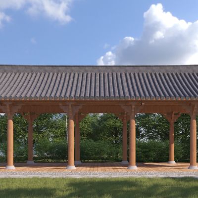 中式景观廊架3D模型