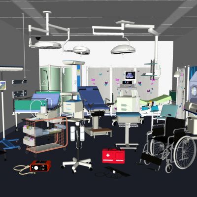 医疗器材 手术室 医疗器械  急救箱 药瓶 针管 听诊器 体温计