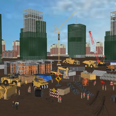 工程车 施工工地 挖掘机 推土车 搅拌车 泥土车 破碎机 吊车 打桩机 大车