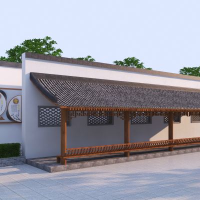 中式景观廊架3D模型
