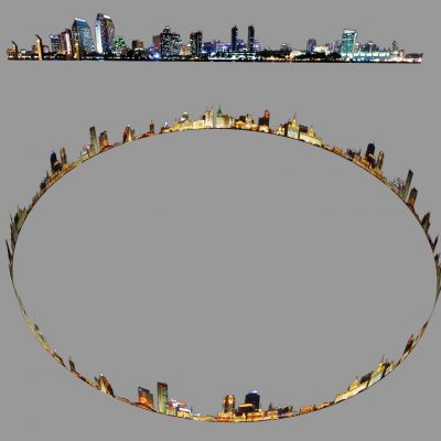 环形城市背景 都市夜景 远景 配景