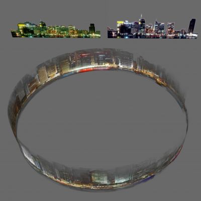 环形城市背景 都市夜景 远景 配景