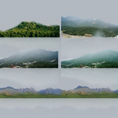 环形树木背景 远山 远景 配景