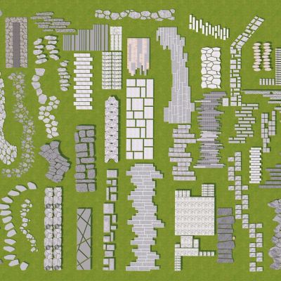 现代庭院景观园路铺装3D模型