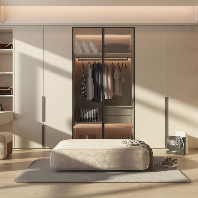 现代奶油风衣帽间