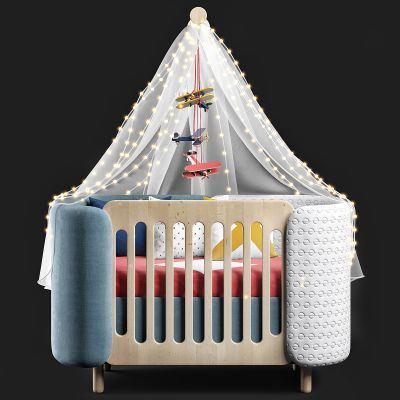 现代布艺婴儿床