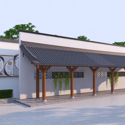 中式景观廊架3D模型
