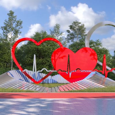 现代爱心雕塑小品3D模型