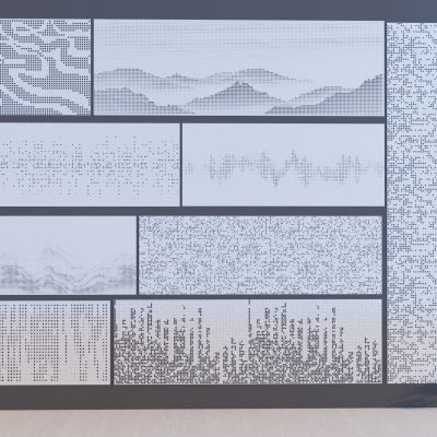 现代穿孔板景墙_镂空景墙_冲孔铝板_背景墙_透光板3D模型