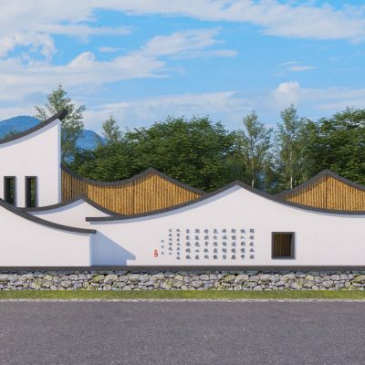 新中式乡村入口景墙3D模型