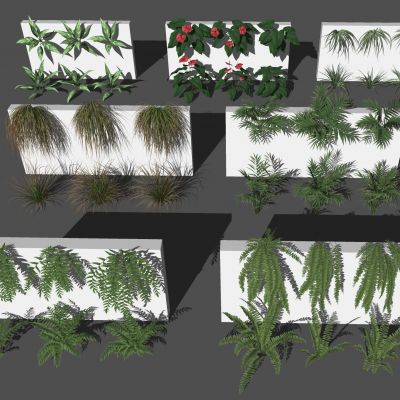 花卉花草组合 灌木 景观绿植花草 室外鲜花绿化 植物墙绿植