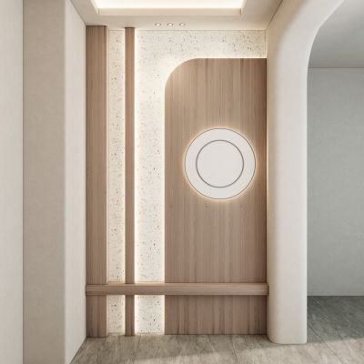 北欧奶油原木风过道玄关