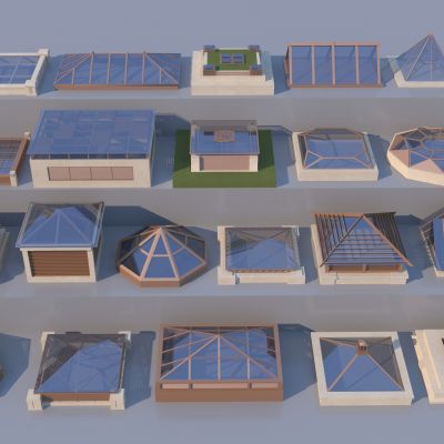 新中式采光顶3D模型