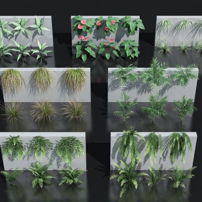 花卉花草组合 灌木 景观绿植花草 室外鲜花绿化 植物墙绿植