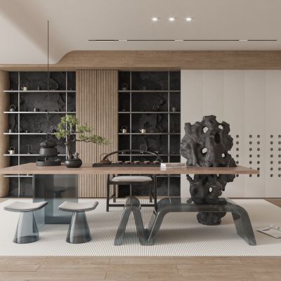 现代新中式茶桌椅