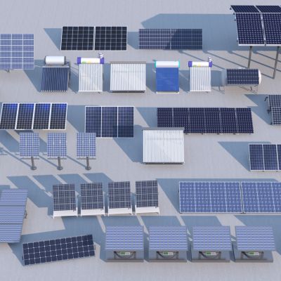 现代太阳能光伏板3D模型