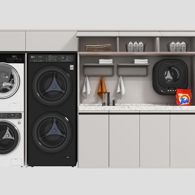 阳台洗衣机柜，洗洪一体机