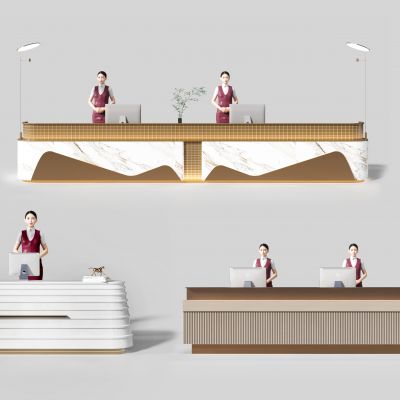 现代酒店前台接待台收银台 