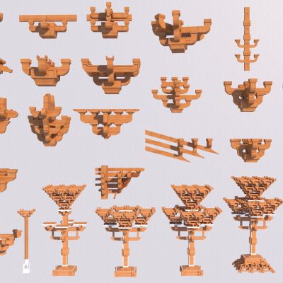 中式古建构件_斗拱_榫卯结构3D模型