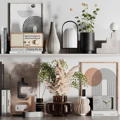 现代书籍雕塑挂画花瓶花艺