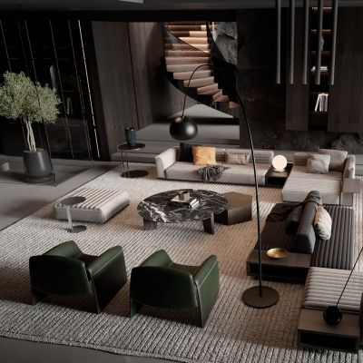 Minotti现代沙发茶几组合