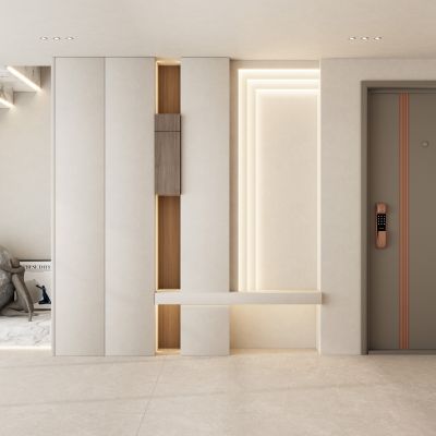 简约奶油风斯卡帕叠级入户玄关