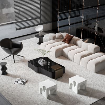 现代沙发茶几组合 拐角沙发