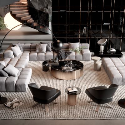 B&B Italia现代沙发茶几组合