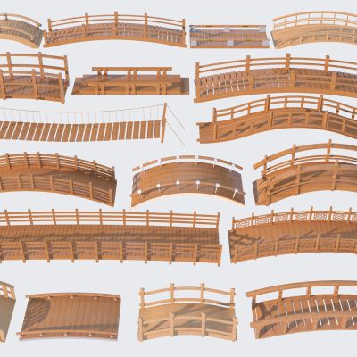 新中式木桥 拱桥 景观木桥集合3D模型