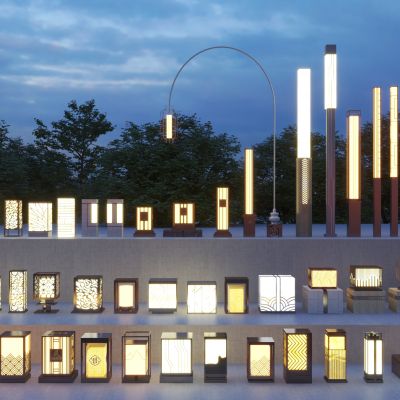 新中式景观灯_庭院灯集合3D模型