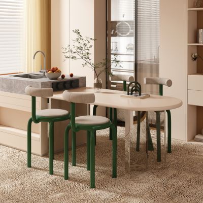 现代奶油风岛台餐桌椅