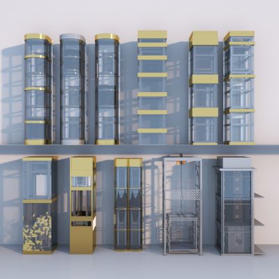 现代电梯间集合3D模型