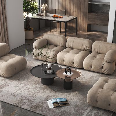 现代侘寂风沙发茶几组合