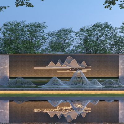 新中式景墙3D模型