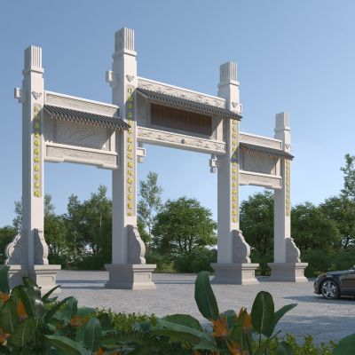 中式古建门楼3D模型
