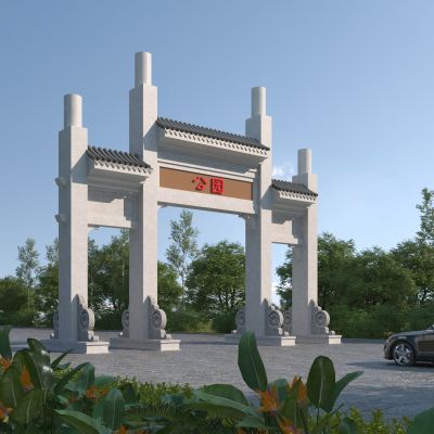 中式牌坊门楼3D模型