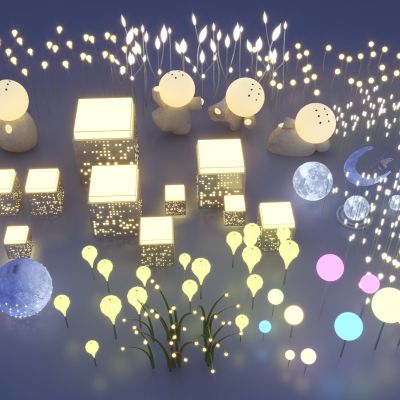 现代景观灯_草坪灯艺术灯_月球灯_装置艺术灯合集3D模型