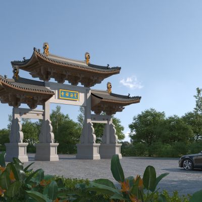 中式牌坊门楼3D模型