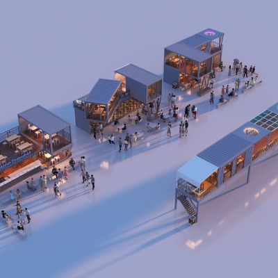 现代集装箱集合3D模型