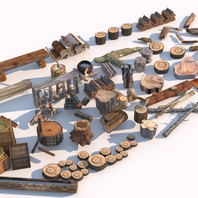 现代木头集合3D模型