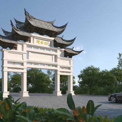 中式牌坊门楼3D模型