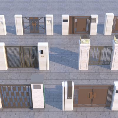 现代简约庭院门3D模型