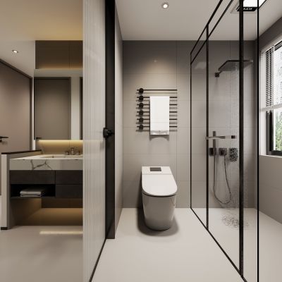 现代卫生间，卫生间，干区