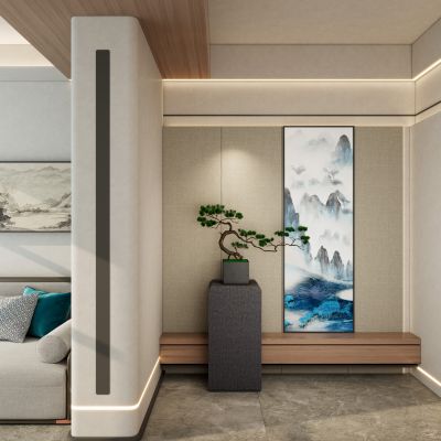 新中式入户端景玄关