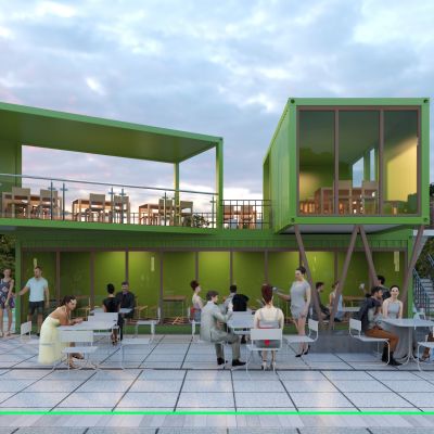 现代集装箱咖啡店3D模型